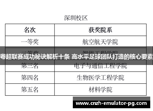 粤超联赛成功秘诀解析十条 高水平足球团队打造的核心要素